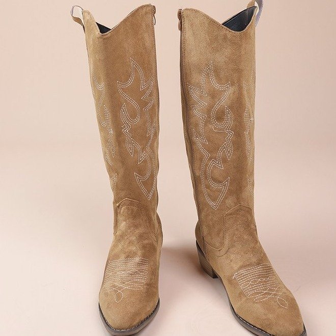 Cowboy Støvler Dame - Etnisk Mønster, Komfortabel Hæl, Trendy Design