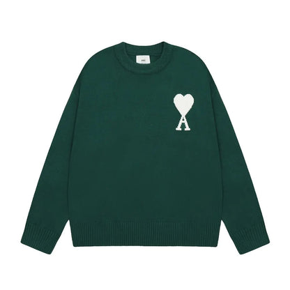AMITALIE Unisex Pullover i 100% Uld Med Ikonisk Hjerte Design