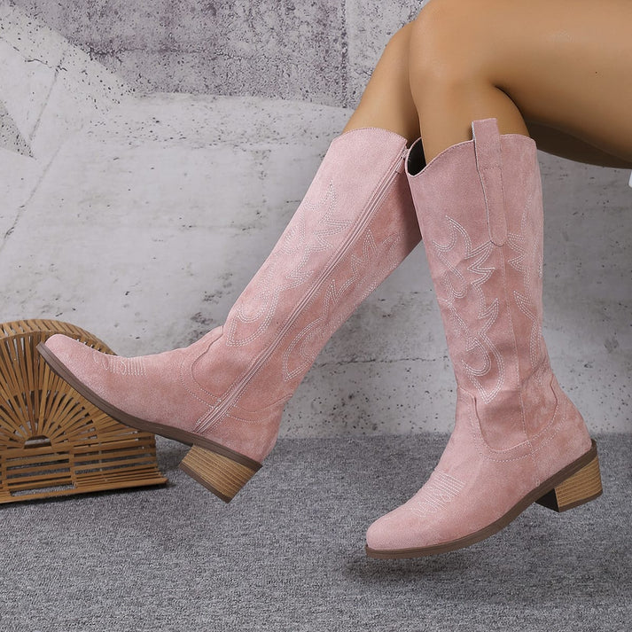 Cowboy Støvler Dame - Etnisk Mønster, Komfortabel Hæl, Trendy Design