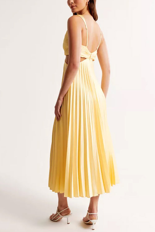 Courtney - Elegant Geplooide Maxi-Jurk Med V-Hals Og Udsnit Til Specielle Lejligheder-2