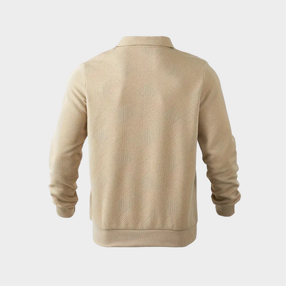 Victor - Geometrisk Print Sweater Med Kvarte Zip, Varm Og Åndbar-3