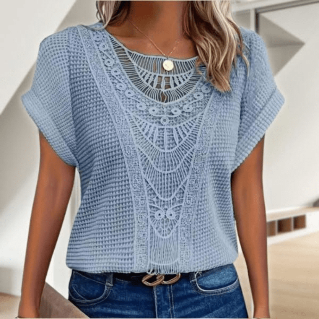 Variant image for Karin - Elegant Bluse Med Blondedetaljer Til Kvinder, Let Og Åndbar Fashion-26