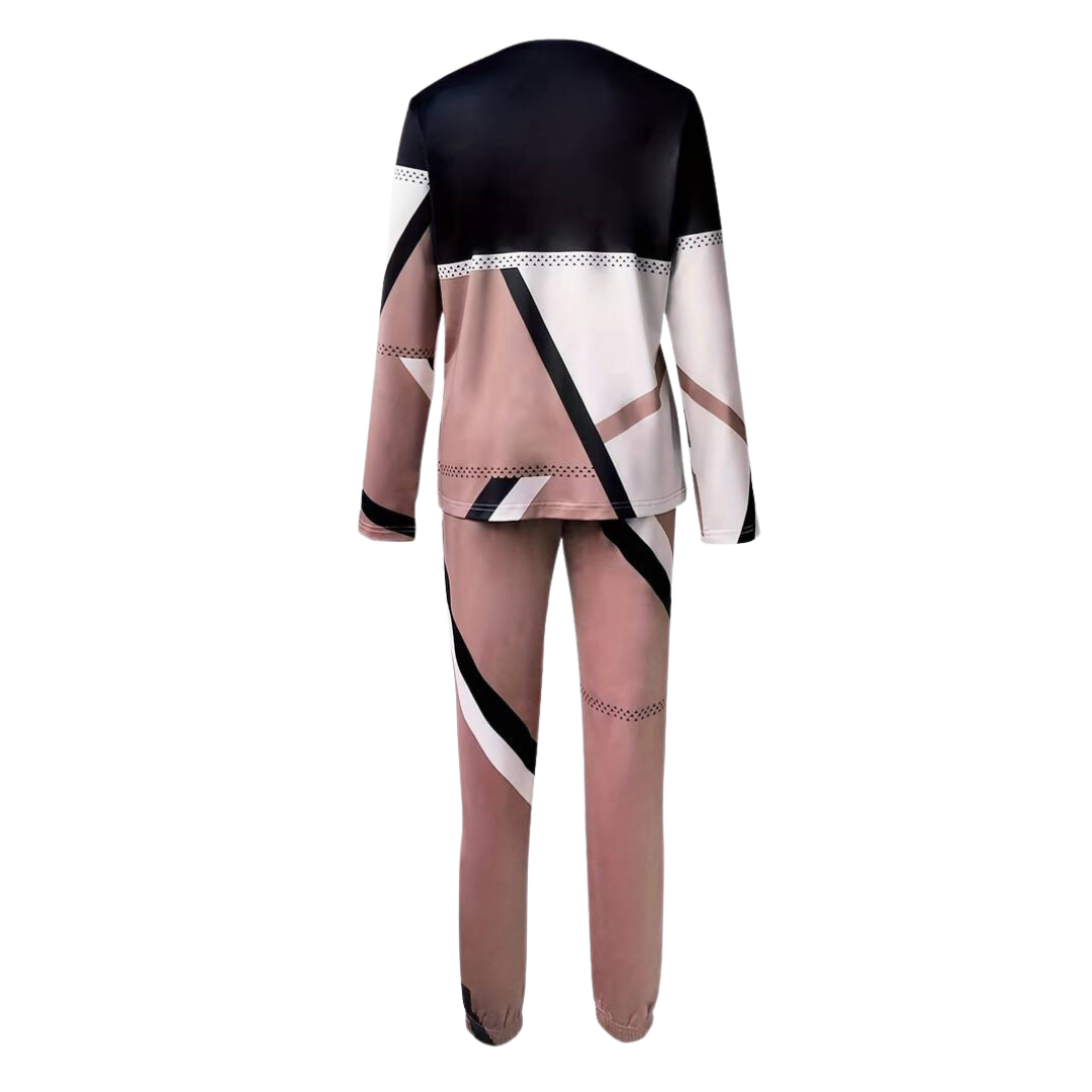 Lovisa - Elegant Geometrisk Loungewear Sæt til Kvinder - Komfortabelt 2-delt Outfit