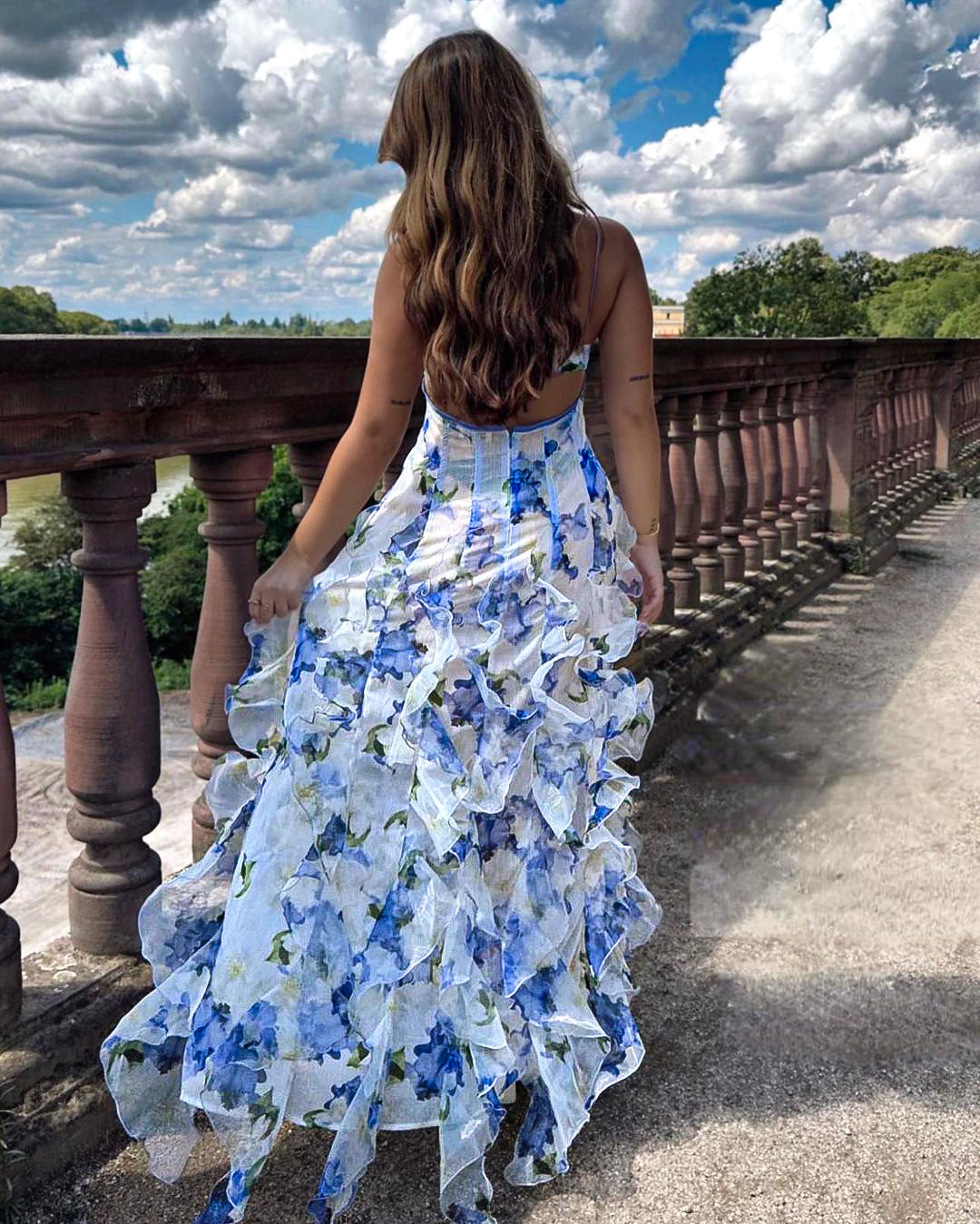 Fawn - Blomster Kjole Med Ruffles, Flatterende Pasform og Komfortabelt Design-4