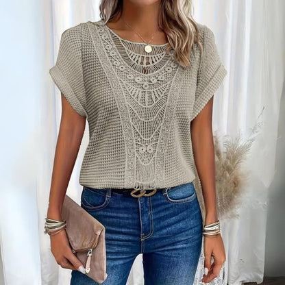 Variant image for Karin - Elegant Bluse Med Blondedetaljer Til Kvinder, Let Og Åndbar Fashion-31