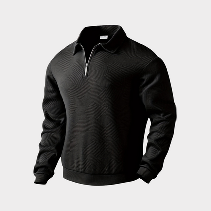 Variant image for Victor - Geometrisk Print Sweater Med Kvarte Zip, Varm Og Åndbar-1