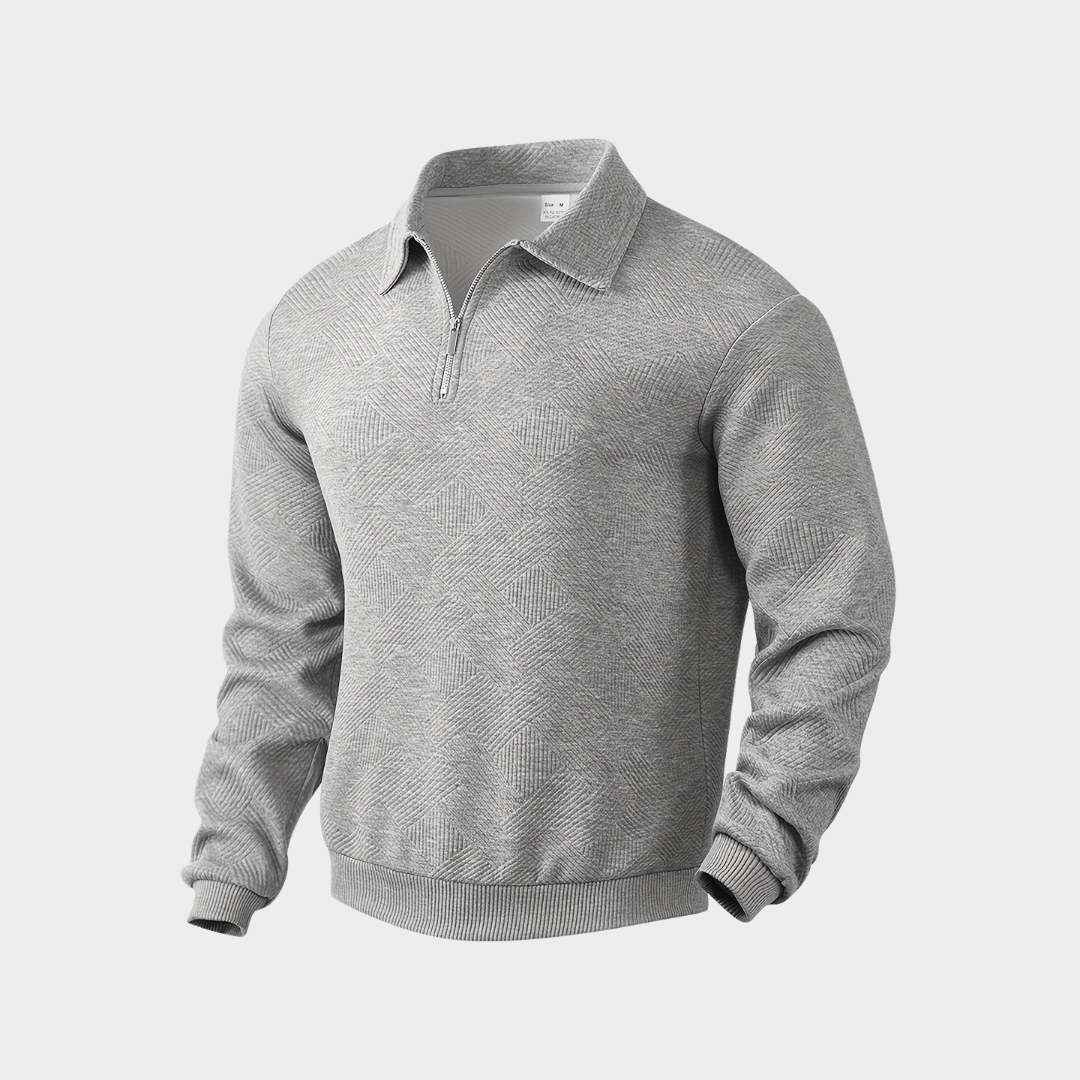 Variant image for Victor - Geometrisk Print Sweater Med Kvarte Zip, Varm Og Åndbar-13