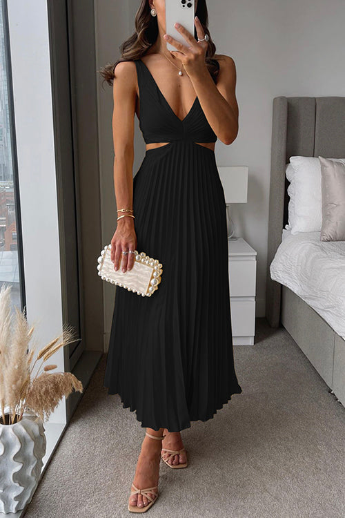 Variant image for Courtney - Elegant Geplooide Maxi-Jurk Med V-Hals Og Udsnit Til Specielle Lejligheder-26