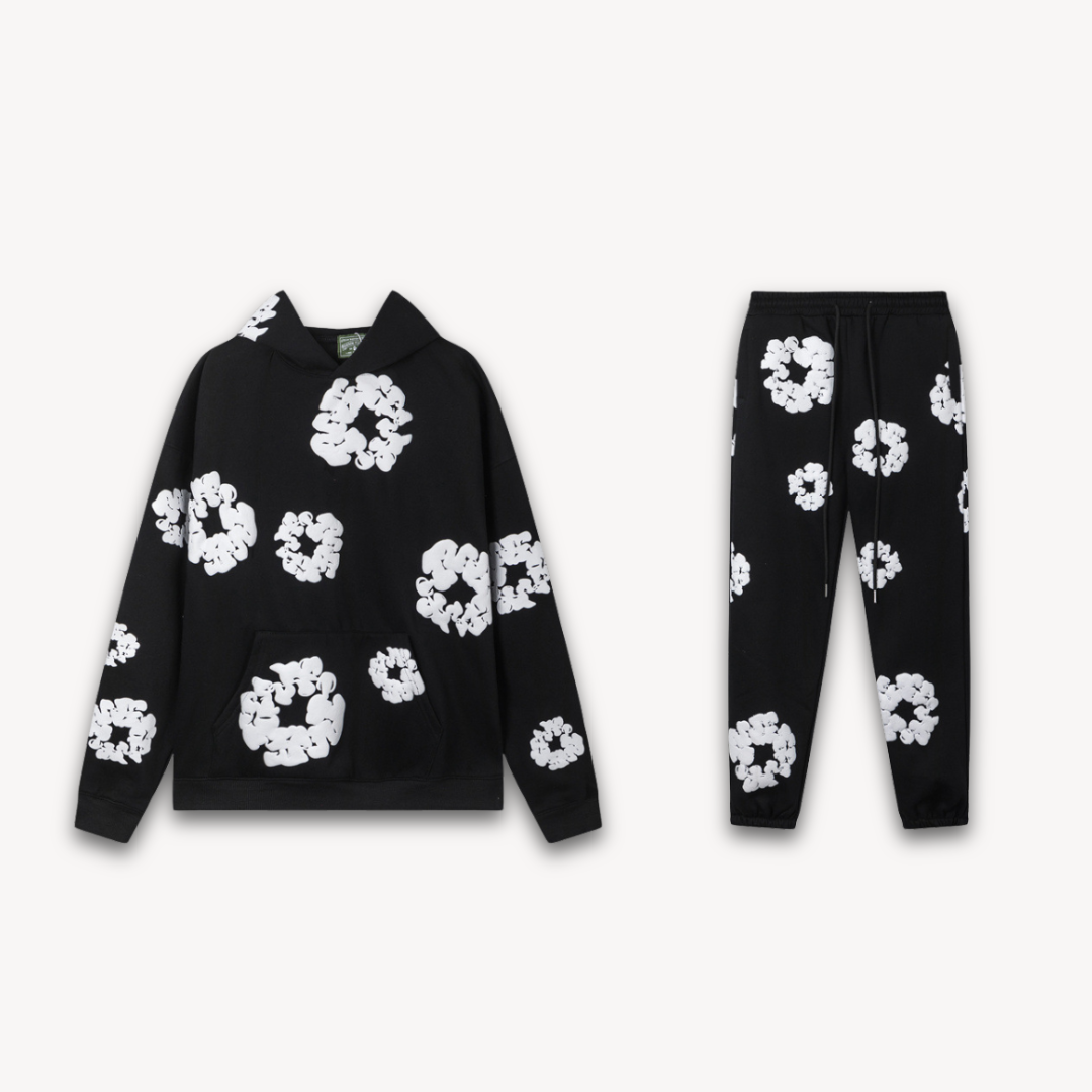 Variant image for Loravelle - Unisex Hoodie Og Jogger Sæt Med Blomsterdesign I Premium Bomuldsblanding-6