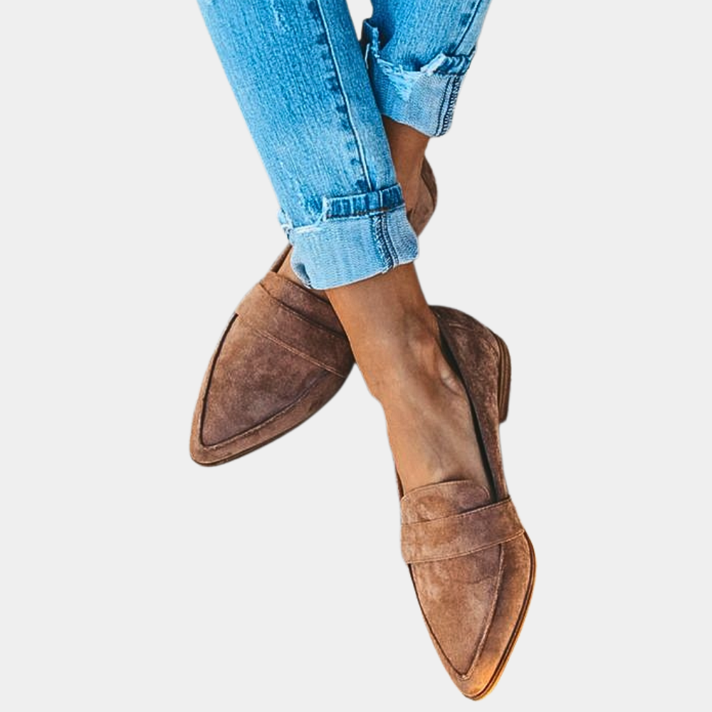 AMÉLIE – Komfortable Loafers i Ruskindslook med Tidløst Design