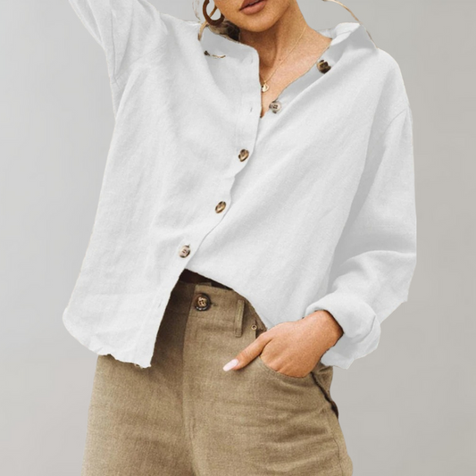 Solveig – Oversize Vintage Bluse i Hørmix