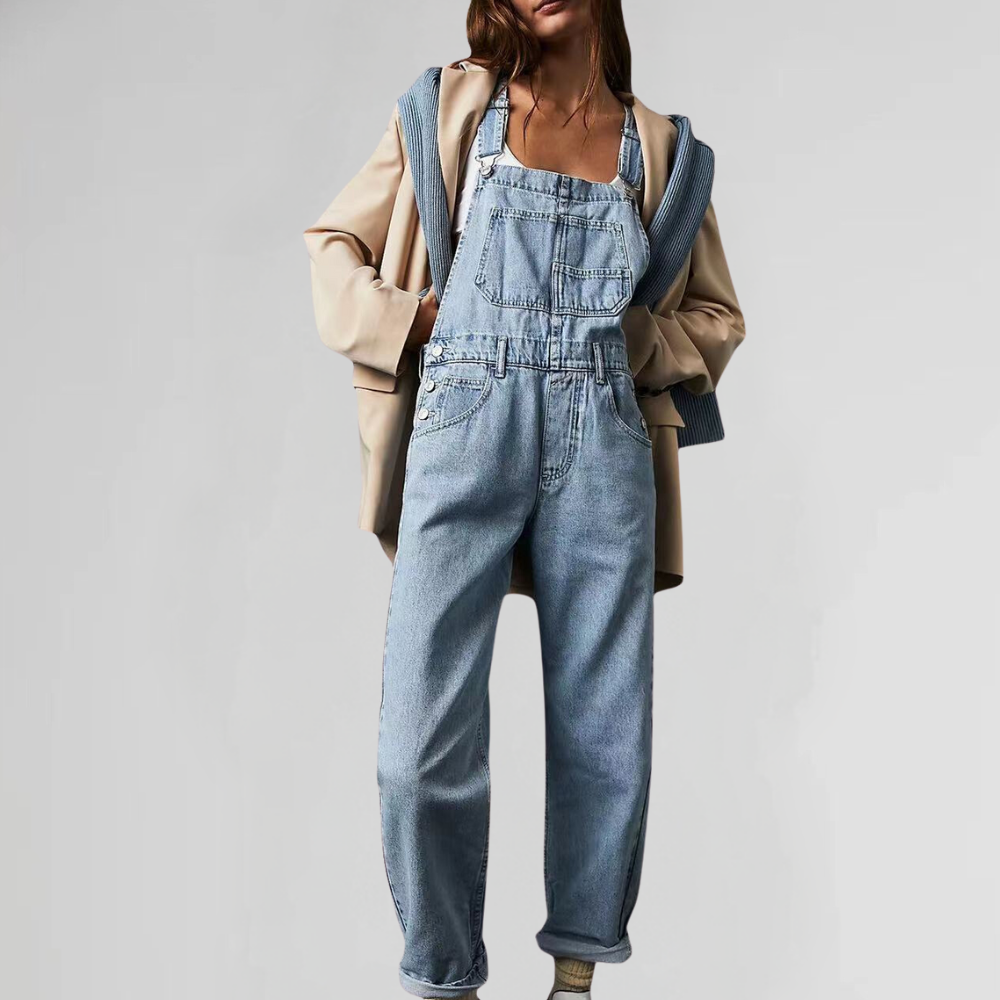 Vânia - Moderne Forårsabe i Komfortabelt Cowboy-Stof med Korsstøttende Design