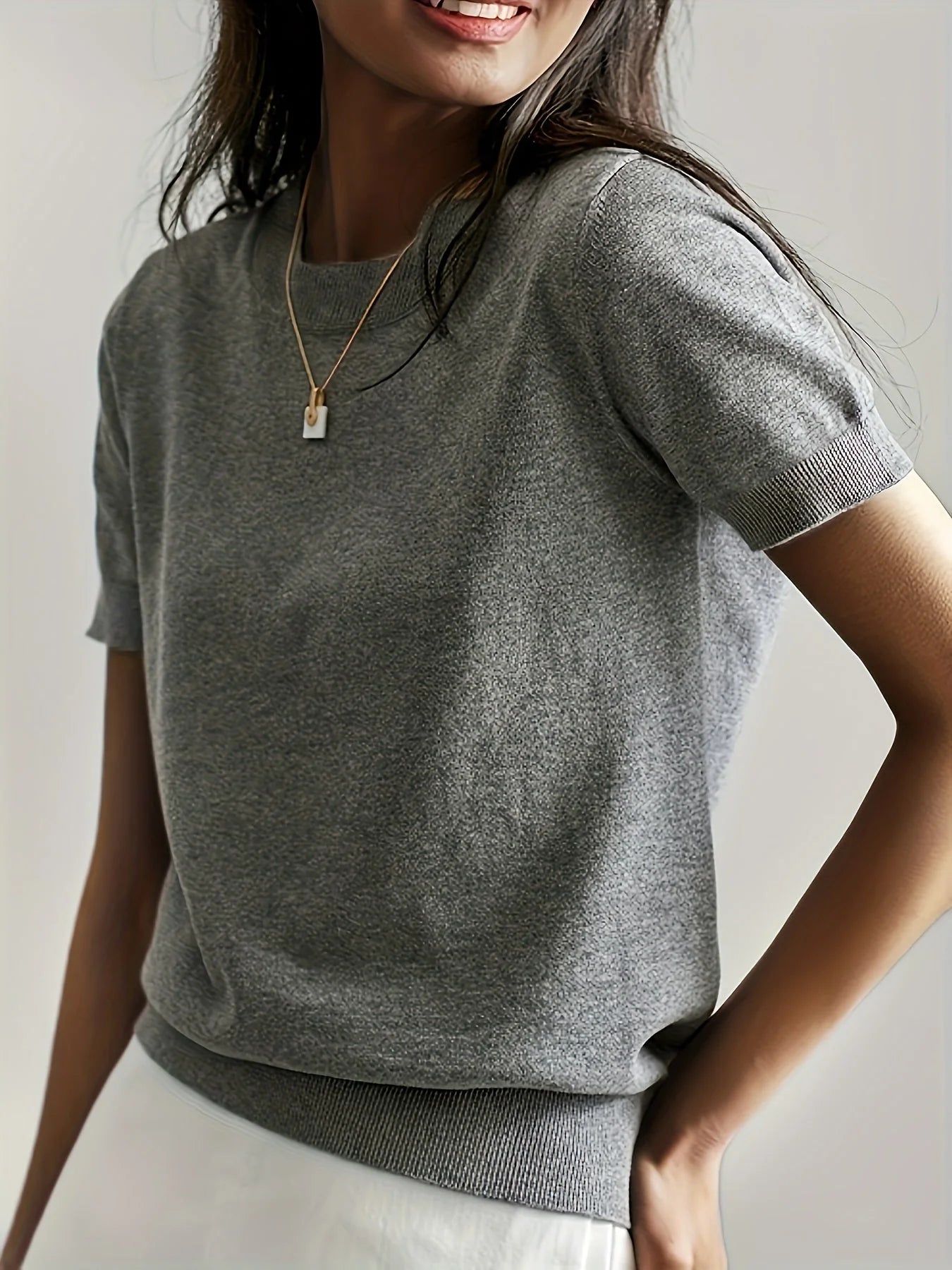 Casual Forårs Sweater - Åndbar, Komfortabel og Stilfuld med Korte Ærmer