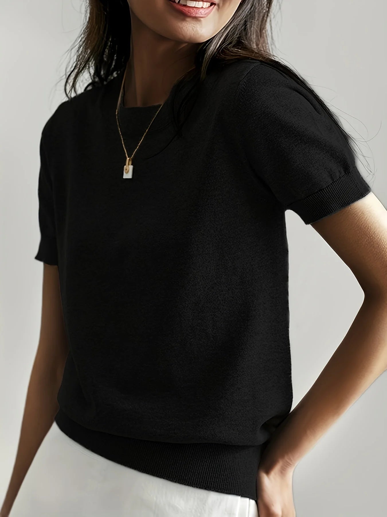 Casual Forårs Sweater - Åndbar, Komfortabel og Stilfuld med Korte Ærmer