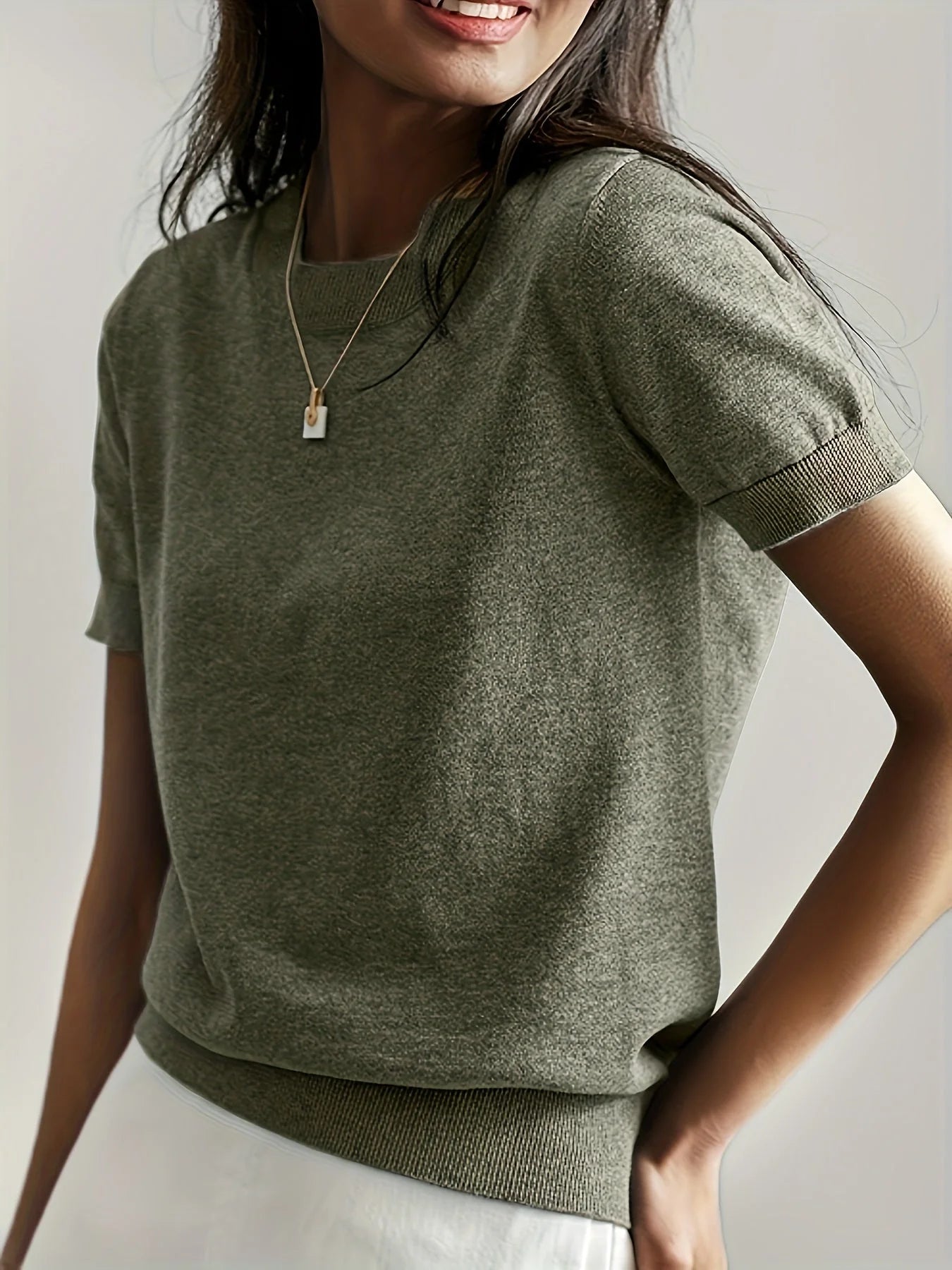 Casual Forårs Sweater - Åndbar, Komfortabel og Stilfuld med Korte Ærmer