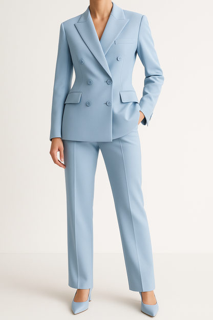 Elegant Kvinder Blazer Sæt Med Dobbeltknap Design - Flatterende Pasform, Komfortabelt Materiale