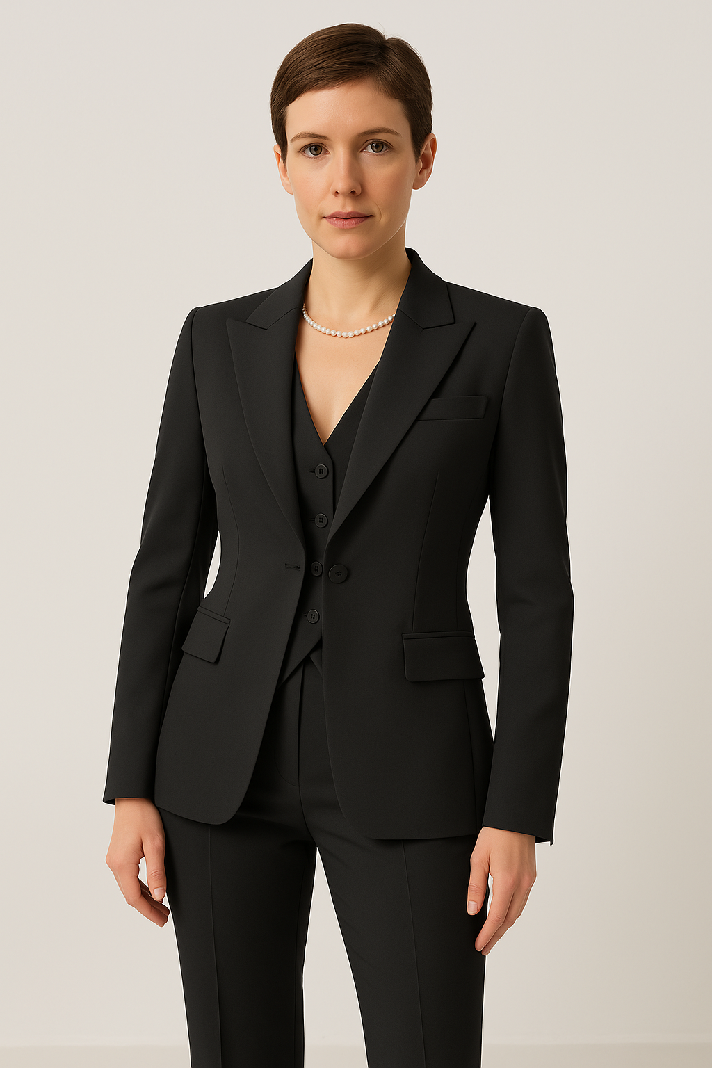 Variant image for Elegant 3-Delt Damesæt Med Blazer, Vest Og Slim-Fit Bukser - Tidsløs Stil-1