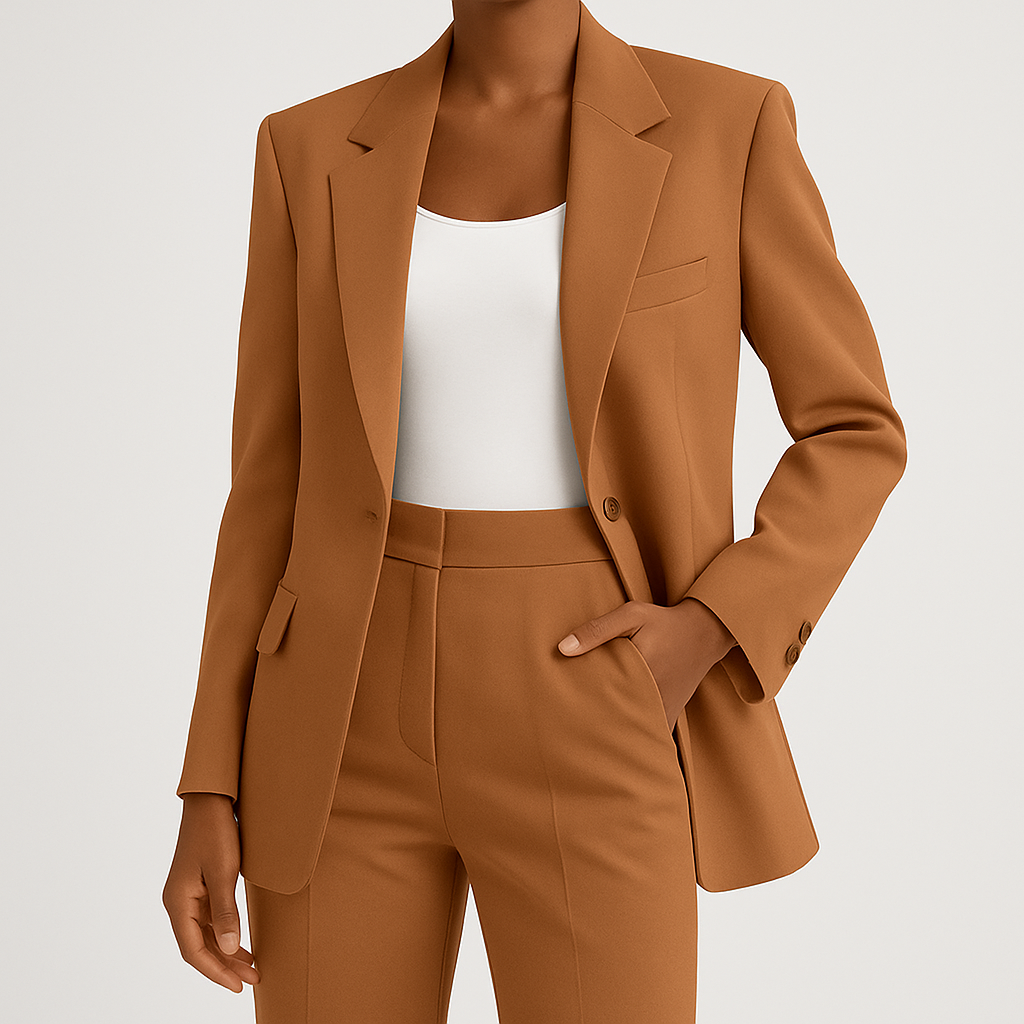 Elegant Blazer Og Bukser Sæt Til Moderne Kvinder - Komfortabelt, Slankt Design