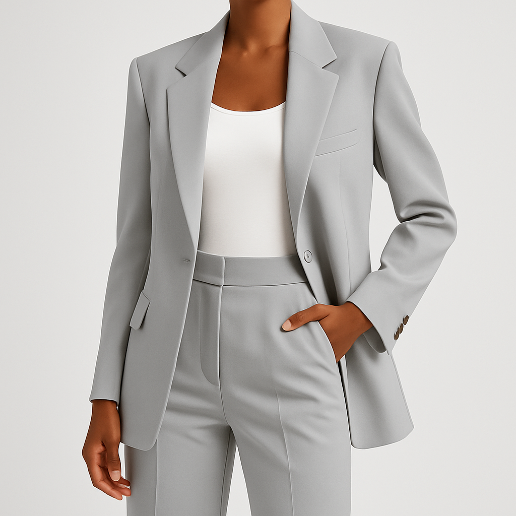 Elegant Blazer Og Bukser Sæt Til Moderne Kvinder - Komfortabelt, Slankt Design