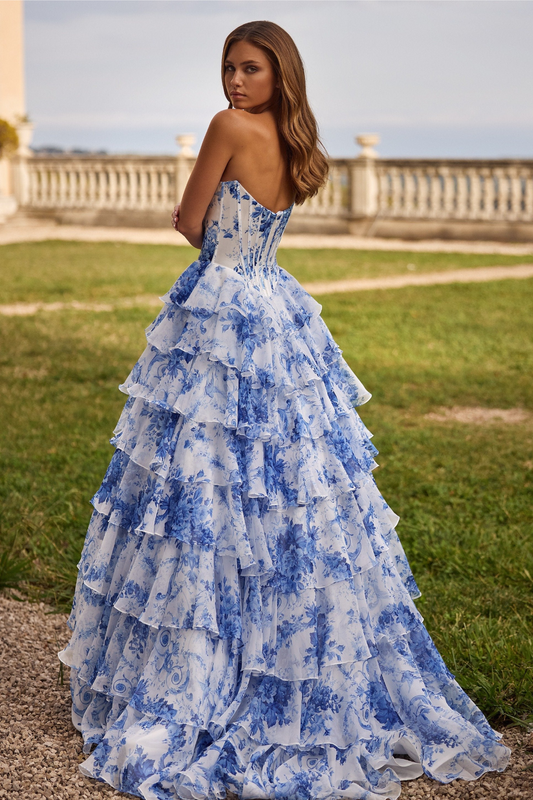 Liv - Romantisk Gallakjole Med Satin Corsage & Chiffon Nederdel til Fest
