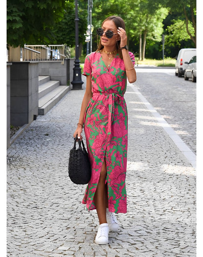 Elegant Blomsterprint Sommerkjole - Letvægts, Behagelig Pasform, Ideel Til Sommerdage