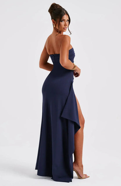 Elegant Bodycon Maxikjole med Høj Slids til Kvinder - Figurflatterende Design