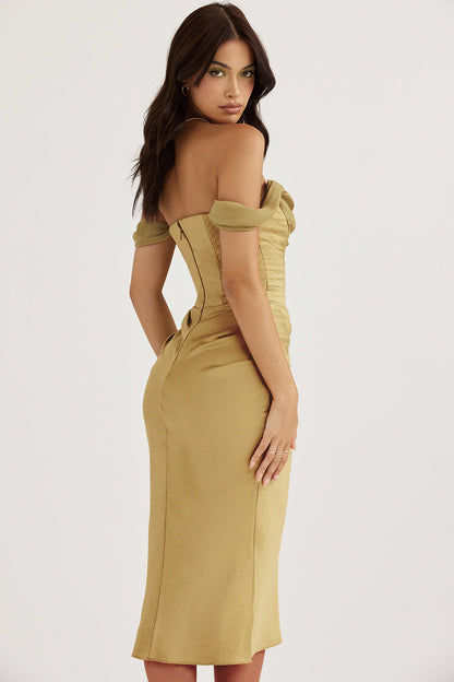 Elegant Lang Kjole med Slank Satin Korset - Lange Festkjoler til Kvinder