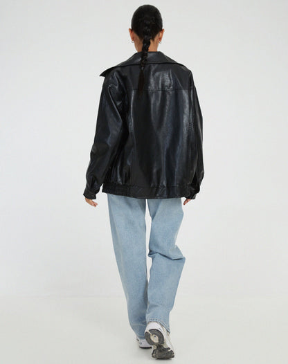 Elegant Oversized Læderjakke Dame - Komfortabelt Design til Sommerbrug