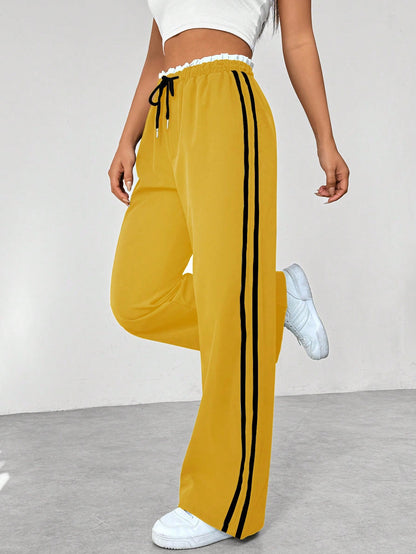 Elsa - Casual Damesbroek med Stribet Farveblokdesign og Comfy Fit