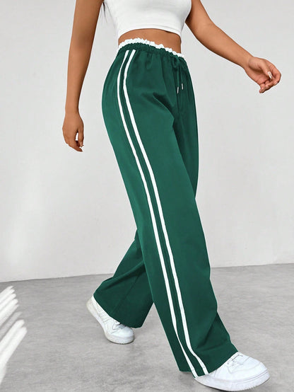 Elsa - Casual Damesbroek med Stribet Farveblokdesign og Comfy Fit