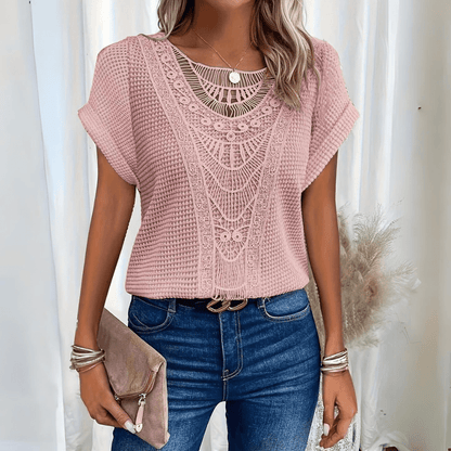 Karin - Elegant Bluse Med Blondedetaljer Til Kvinder, Let Og Åndbar Fashion