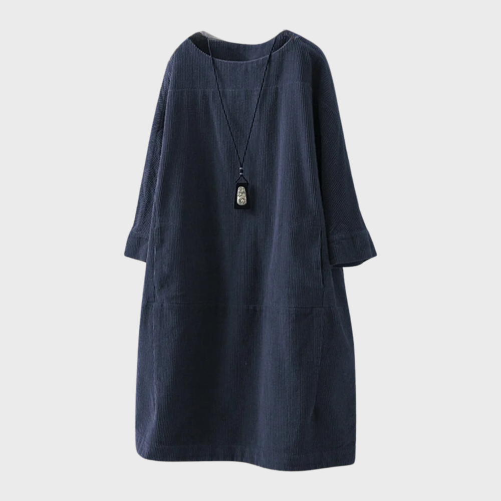 Idunn Fløjlskjole til Kvinder - Suveræn Komfort & Vintage Stil i Midi-Længde