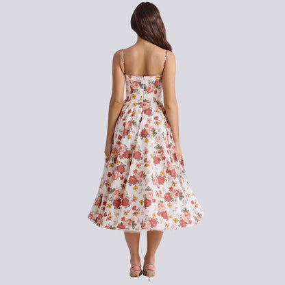 LOVA – V-hals Maxi Kjole med Elegant Fald