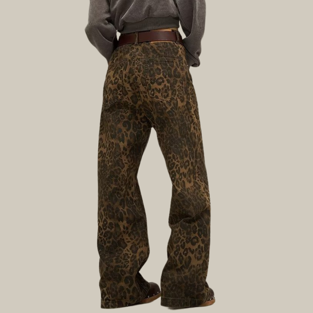 Leopardmønstrede Jeans med Komfortabel Pasform – Moderne Denim til Hverdag og Fest