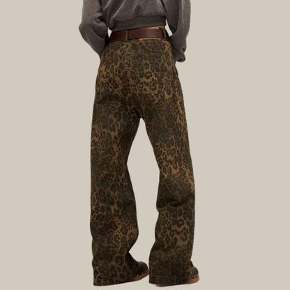 Leopardmønstrede Jeans med Komfortabel Pasform – Moderne Denim til Hverdag og Fest