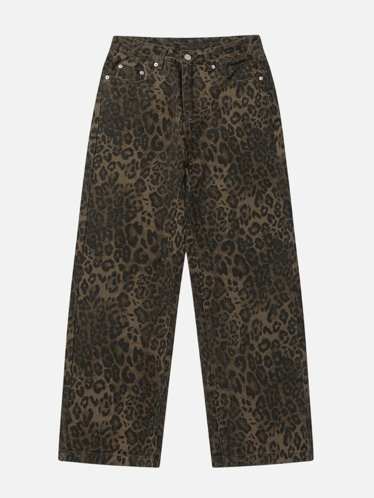 Leopardmønstrede Jeans med Komfortabel Pasform – Moderne Denim til Hverdag og Fest