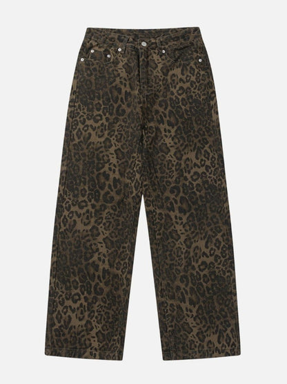 Leopardmønstrede Jeans med Komfortabel Pasform – Moderne Denim til Hverdag og Fest