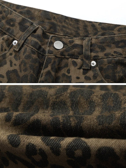 Leopardmønstrede Jeans med Komfortabel Pasform – Moderne Denim til Hverdag og Fest