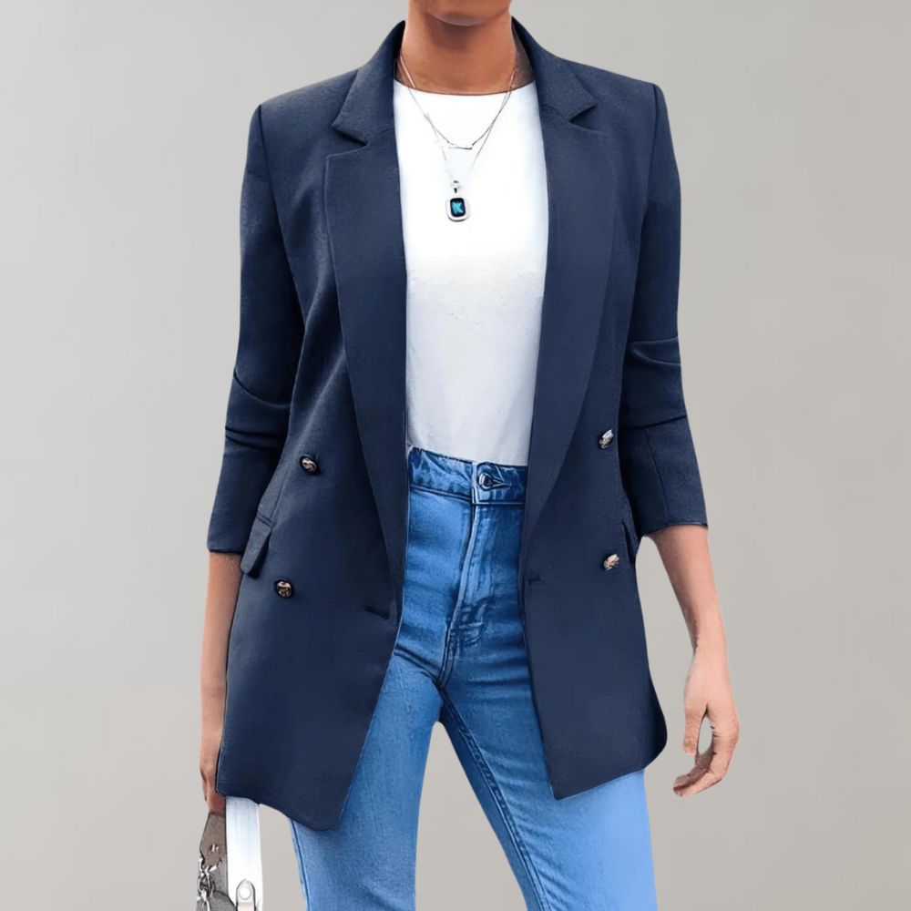 DONNA – Mediumlang Blazer til Kvinder med Elegant Snit og Klassisk Krave
