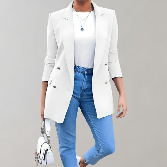 DONNA – Mediumlang Blazer til Kvinder med Elegant Snit og Klassisk Krave