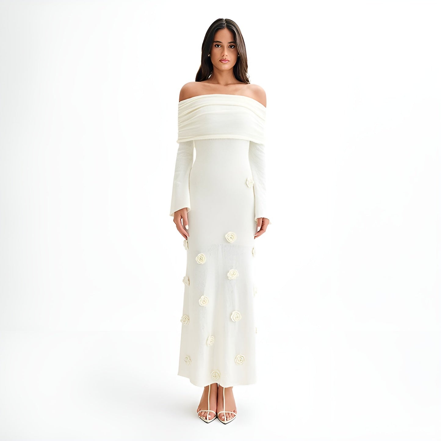 Variant image for Elegant Off-Shoulder Kjole med Draperet Halslinje - Flatterende Pasform og Behageligt Materiale-7