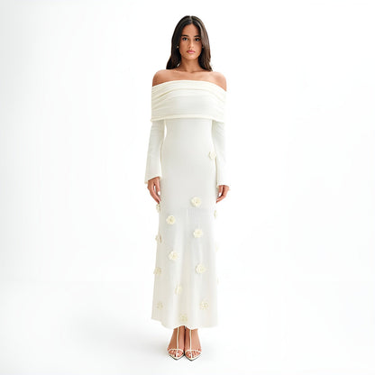 Variant image for Elegant Off-Shoulder Kjole med Draperet Halslinje - Flatterende Pasform og Behageligt Materiale-7