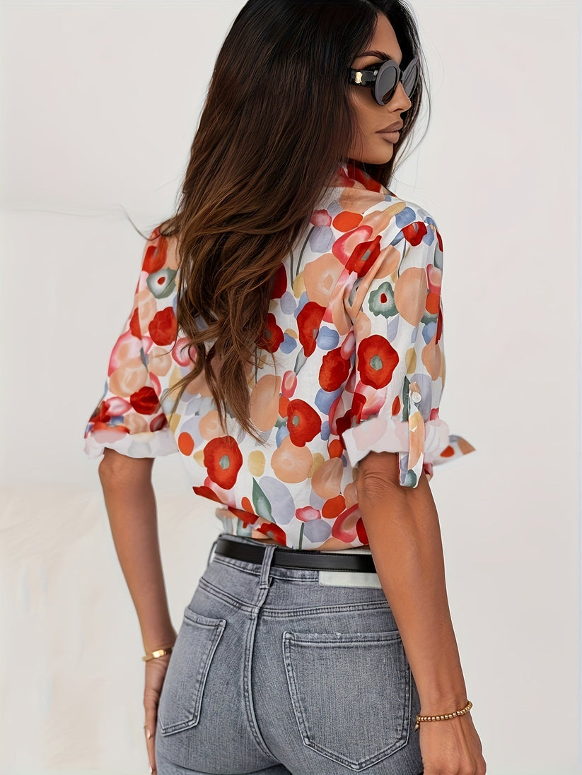 Marisol - Blomster Bluse Med Knapper Og Åndbart Materiale Til Casual Chic