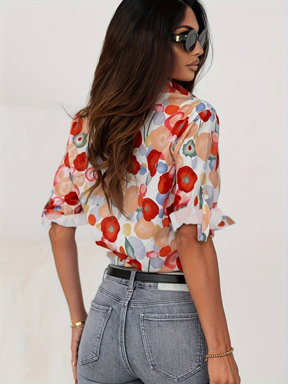 Marisol - Blomster Bluse Med Knapper Og Åndbart Materiale Til Casual Chic