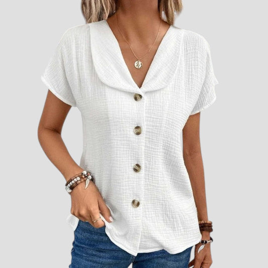 Elena - Elegant Bluse i Åndbart Materiale til Komfort og Stil