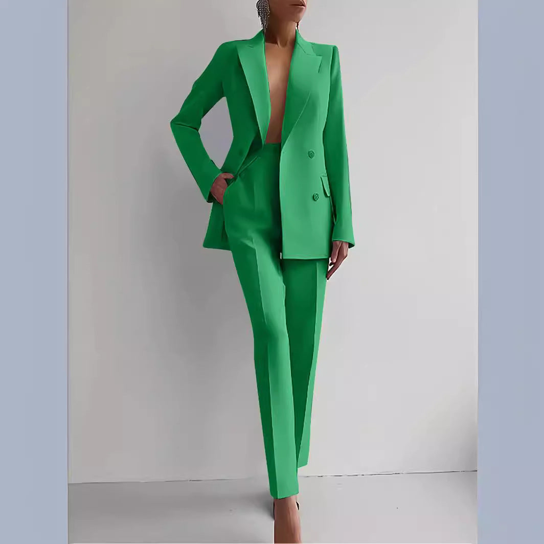 Variant image for Elegant Kvinder Blazer Sæt Med Dobbeltknap Design - Flatterende Pasform, Komfortabelt Materiale-16