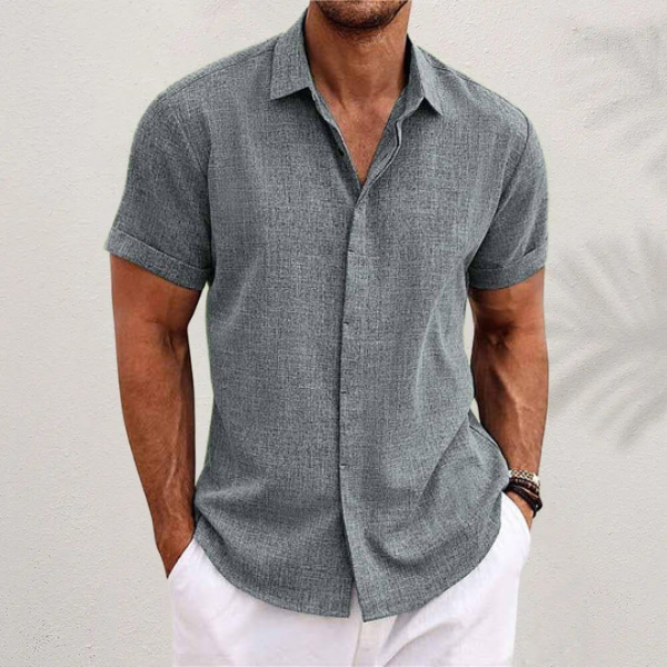 Variant image for Oliver - Heren Korte Mouwen Linnen Shirt i Premium Bomuldsblanding til Sommerkomfort-13