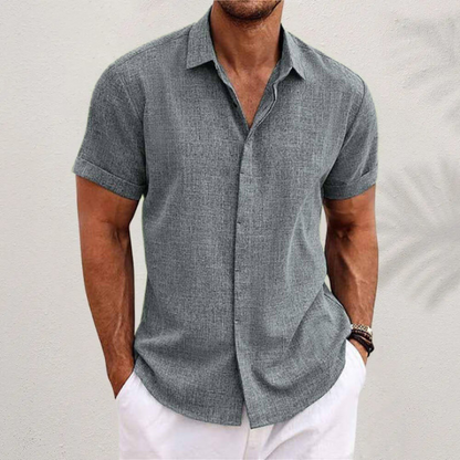 Variant image for Oliver - Heren Korte Mouwen Linnen Shirt i Premium Bomuldsblanding til Sommerkomfort-13