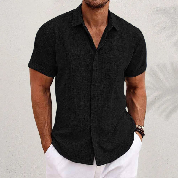 Variant image for Oliver - Heren Korte Mouwen Linnen Shirt i Premium Bomuldsblanding til Sommerkomfort-7