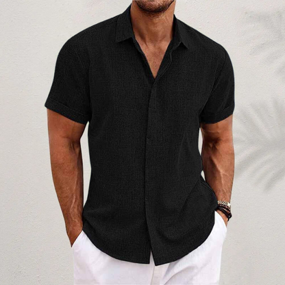 Variant image for Oliver - Heren Korte Mouwen Linnen Shirt i Premium Bomuldsblanding til Sommerkomfort-7